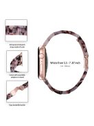 For Apple Watch Series 3 / 2 / 1 42mm Watch Band 3 Beads Resin Stainless Steel Folding Clasp Wrist Strap with Transparent Watch Case - Pink  /  Black