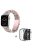 For Apple Watch Series 3 / 2 / 1 42mm Watch Band 3 Beads Resin Stainless Steel Folding Clasp Wrist Strap with Transparent Watch Case - Pink Green Mix