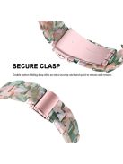 For Apple Watch Series 3 / 2 / 1 42mm Watch Band 3 Beads Resin Stainless Steel Folding Clasp Wrist Strap with Transparent Watch Case - Pink Green Mix