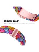 For Apple Watch Series 3 / 2 / 1 42mm Watch Band 3 Beads Resin Stainless Steel Folding Clasp Wrist Strap with Transparent Watch Case - Rainbow