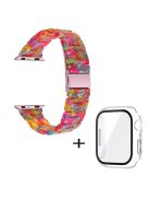 For Apple Watch Series 3 / 2 / 1 42mm Watch Band 3 Beads Resin Stainless Steel Folding Clasp Wrist Strap with Transparent Watch Case - Rainbow Mix