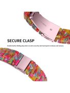 For Apple Watch Series 3 / 2 / 1 42mm Watch Band 3 Beads Resin Stainless Steel Folding Clasp Wrist Strap with Transparent Watch Case - Rainbow Mix