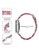 For Apple Watch Series 3 / 2 / 1 42mm Watch Band 3 Beads Resin Stainless Steel Folding Clasp Wrist Strap with Transparent Watch Case - Red White Mix