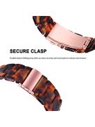 For Apple Watch Series 3 / 2 / 1 42mm Watch Band 3 Beads Resin Stainless Steel Folding Clasp Wrist Strap with Transparent Watch Case - Tortoiseshell Color