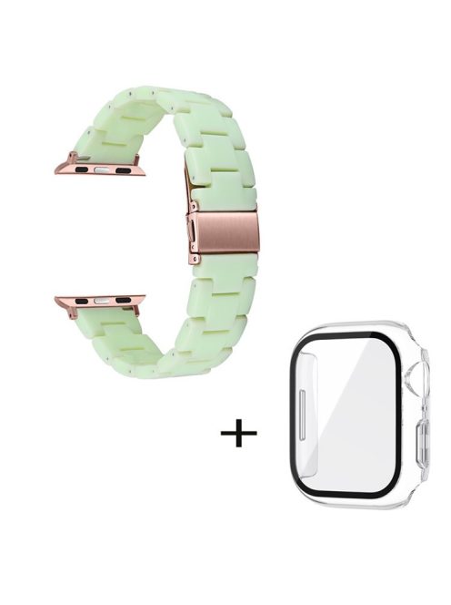 For Apple Watch Series 3 / 2 / 1 42mm Watch Strap Replacement 3 Beads Resin Wrist Band with Transparent Watch Case - Avocado Green