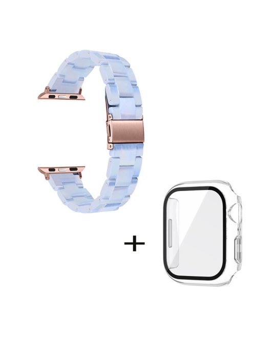 For Apple Watch Series 3 / 2 / 1 42mm Watch Strap Replacement 3 Beads Resin Wrist Band with Transparent Watch Case - Baby Blue