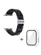 For Apple Watch Series 3 / 2 / 1 42mm Watch Strap Replacement 3 Beads Resin Wrist Band with Transparent Watch Case - Black Mix