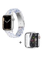 For Apple Watch Series 3 / 2 / 1 42mm Watch Strap Replacement 3 Beads Resin Wrist Band with Transparent Watch Case - Blue  /  White