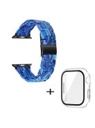 For Apple Watch Series 3 / 2 / 1 42mm Watch Strap Replacement 3 Beads Resin Wrist Band with Transparent Watch Case - Bright Blue