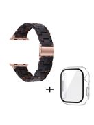 For Apple Watch Series 3 / 2 / 1 42mm Watch Strap Replacement 3 Beads Resin Wrist Band with Transparent Watch Case - Dark Coffee