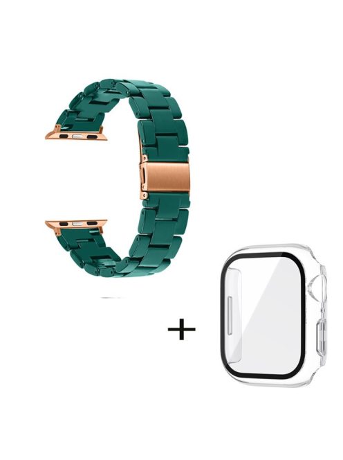 For Apple Watch Series 3 / 2 / 1 42mm Watch Strap Replacement 3 Beads Resin Wrist Band with Transparent Watch Case - Dark Green