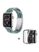 For Apple Watch Series 3 / 2 / 1 42mm Watch Strap Replacement 3 Beads Resin Wrist Band with Transparent Watch Case - Dazzle Green