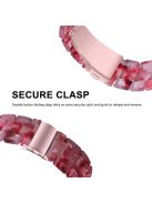 For Apple Watch Series 3 / 2 / 1 42mm Watch Strap Replacement 3 Beads Resin Wrist Band with Transparent Watch Case - Hot Pink