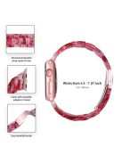 For Apple Watch Series 3 / 2 / 1 42mm Watch Strap Replacement 3 Beads Resin Wrist Band with Transparent Watch Case - Hot Pink