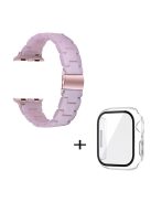 For Apple Watch Series 3 / 2 / 1 42mm Watch Strap Replacement 3 Beads Resin Wrist Band with Transparent Watch Case - Light Purple