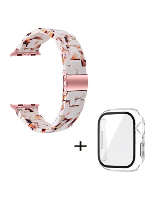 For Apple Watch Series 3 / 2 / 1 42mm Watch Strap Replacement 3 Beads Resin Wrist Band with Transparent Watch Case - Nougat Pattern