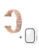 For Apple Watch Series 3 / 2 / 1 42mm Watch Strap Replacement 3 Beads Resin Wrist Band with Transparent Watch Case - Silk White