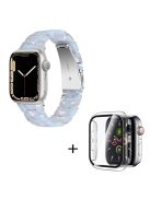 For Apple Watch Series 3 / 2 / 1 42mm Watch Strap Replacement 3 Beads Resin Wrist Band with Transparent Watch Case - Transparent Baby Blue