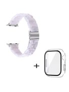 For Apple Watch Series 3 / 2 / 1 42mm Watch Strap Replacement 3 Beads Resin Wrist Band with Transparent Watch Case - White Mix