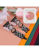 For Apple Watch Series 3 / 2 / 1 42mm X-Shape Rhinestones Decor Hollow Stainless Steel Wrist Strap + White TPU Watch Case - Black