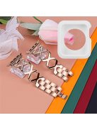 For Apple Watch Series 3 / 2 / 1 42mm X-Shape Rhinestones Decor Hollow Stainless Steel Wrist Strap + White TPU Watch Case - Gold