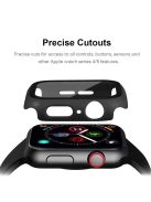 For Apple Watch Series 4 / 5 / 6 / SE / SE (2022) 44mm 2-in-1 Anti-scratch Matte Frame PC + Tempered Glass Protector Watch Case  - Black