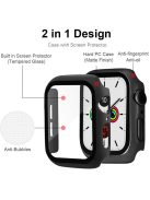 For Apple Watch Series 4 / 5 / 6 / SE / SE (2022) 44mm 2-in-1 Anti-scratch Matte Frame PC + Tempered Glass Protector Watch Case  - Black