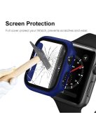 For Apple Watch Series 4 / 5 / 6 / SE / SE (2022) 44mm 2-in-1 Anti-scratch Matte Frame PC + Tempered Glass Protector Watch Case  - Dark Blue