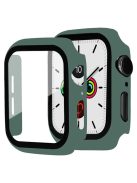 For Apple Watch Series 4 / 5 / 6 / SE / SE (2022) 44mm 2-in-1 Anti-scratch Matte Frame PC + Tempered Glass Protector Watch Case  - Dark Green