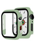 For Apple Watch Series 4 / 5 / 6 / SE / SE (2022) 44mm 2-in-1 Anti-scratch Matte Frame PC + Tempered Glass Protector Watch Case  - Light Green