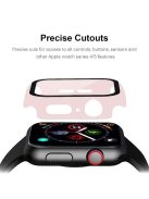 For Apple Watch Series 4 / 5 / 6 / SE / SE (2022) 44mm 2-in-1 Anti-scratch Matte Frame PC + Tempered Glass Protector Watch Case  - Pink