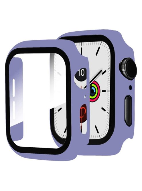 For Apple Watch Series 4 / 5 / 6 / SE / SE (2022) 44mm 2-in-1 Anti-scratch Matte Frame PC + Tempered Glass Protector Watch Case  - Purple