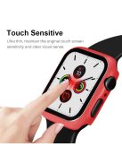 For Apple Watch Series 4 / 5 / 6 / SE / SE (2022) 44mm 2-in-1 Anti-scratch Matte Frame PC + Tempered Glass Protector Watch Case  - Red