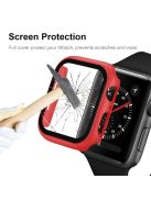 For Apple Watch Series 4 / 5 / 6 / SE / SE (2022) 44mm 2-in-1 Anti-scratch Matte Frame PC + Tempered Glass Protector Watch Case  - Red