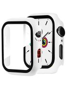 For Apple Watch Series 4 / 5 / 6 / SE / SE (2022) 44mm 2-in-1 Anti-scratch Matte Frame PC + Tempered Glass Protector Watch Case  - White