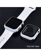 For Apple Watch Series 4 / 5 / 6 / SE / SE (2022) 44mm 2-in-1 Anti-scratch Matte Frame PC + Tempered Glass Protector Watch Case  - White