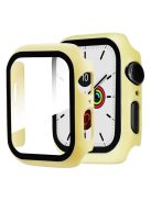 For Apple Watch Series 4 / 5 / 6 / SE / SE (2022) 44mm 2-in-1 Anti-scratch Matte Frame PC + Tempered Glass Protector Watch Case  - Yellow