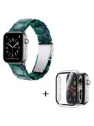 For Apple Watch Series 6 / 5 / 4 / SE / SE (2022) 40mm 3 Beads Resin Watch Band Folding Clasp Replacement Strap with Transparent Watch Case - Matte Green