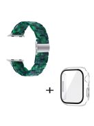 For Apple Watch Series 6 / 5 / 4 / SE / SE (2022) 40mm 3 Beads Resin Watch Band Folding Clasp Replacement Strap with Transparent Watch Case - Matte Green