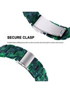 For Apple Watch Series 6 / 5 / 4 / SE / SE (2022) 40mm 3 Beads Resin Watch Band Folding Clasp Replacement Strap with Transparent Watch Case - Matte Green