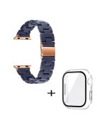 For Apple Watch Series 6 / 5 / 4 / SE / SE (2022) 40mm 3 Beads Resin Watch Band Folding Clasp Replacement Strap with Transparent Watch Case - Midnight Blue