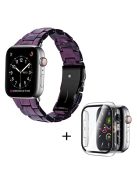 For Apple Watch Series 6 / 5 / 4 / SE / SE (2022) 40mm 3 Beads Resin Watch Band Folding Clasp Replacement Strap with Transparent Watch Case - Purple