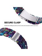 For Apple Watch Series 6 / 5 / 4 / SE / SE (2022) 40mm 3 Beads Resin Watch Band Folding Clasp Replacement Strap with Transparent Watch Case - Purple Green Mix