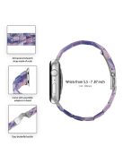 For Apple Watch Series 6 / 5 / 4 / SE / SE (2022) 40mm 3 Beads Resin Watch Band Folding Clasp Replacement Strap with Transparent Watch Case - Purple Pink Mix