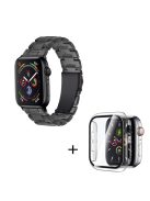 For Apple Watch Series 6 / 5 / 4 / SE / SE (2022) 40mm 3 Beads Resin Watch Band Folding Clasp Replacement Strap with Transparent Watch Case - Transparent Black