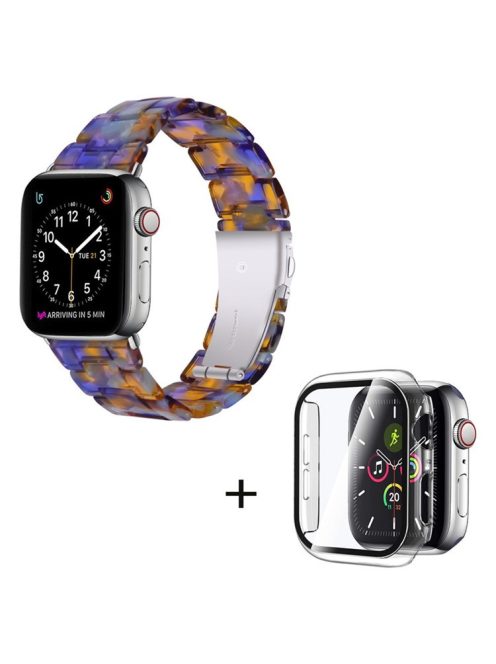 For Apple Watch Series 6 / 5 / 4 / SE / SE (2022) 40mm 3 Beads Resin Watch Band Strap Replacement with Transparent Watch Case - Ocean Blue