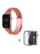 For Apple Watch Series 6 / 5 / 4 / SE / SE (2022) 40mm 3 Beads Resin Watch Band Strap Replacement with Transparent Watch Case - Red Mix