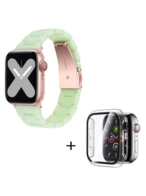 For Apple Watch Series 6 / 5 / 4 / SE / SE (2022) 40mm Watch Band 3 Beads Resin Replacement Wrist Strap with Transparent Watch Case - Avocado Green