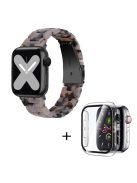 For Apple Watch Series 6 / 5 / 4 / SE / SE (2022) 40mm Watch Band 3 Beads Resin Replacement Wrist Strap with Transparent Watch Case - Black / Grey