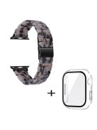 For Apple Watch Series 6 / 5 / 4 / SE / SE (2022) 40mm Watch Band 3 Beads Resin Replacement Wrist Strap with Transparent Watch Case - Black / Grey